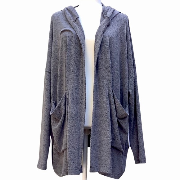 SOLD🏷NEW Young Fabulous & Broke Grey Hooded Open Front Cardigan, Small - Picture 2 of 9